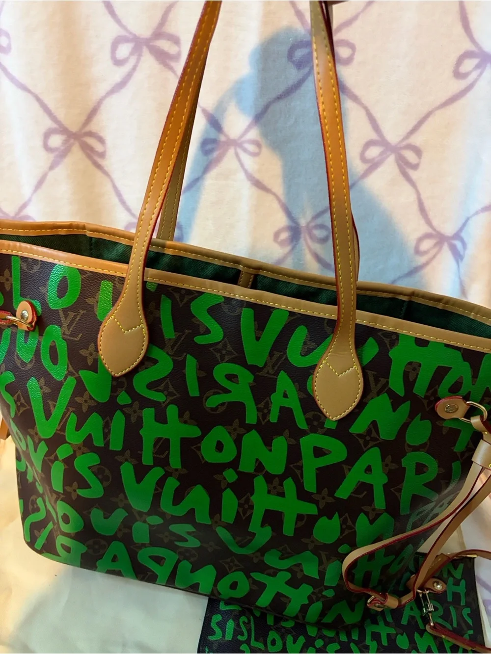 Green Graffiti Canvas Tote Bag